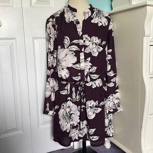 Dalia Floral long-sleeved lightweight drawstring dress